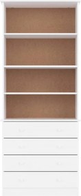 vidaXL Βιβλιοθήκη με Συρτάρια ALTA Λευκή 77x35x186,5 εκ. Μασίφ Πεύκο