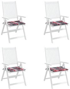 Μαξιλάρια Καρέκλας 4 τεμ Κόκκινο Καρό 50x50x3 εκ. Ύφασμα Oxford - Πολύχρωμο