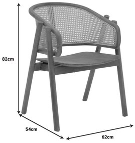 Πολυθρόνα Anlene σκελετός teak ξύλο σε καρυδί απόχρωση με rattan σε μπεζ απόχρωση 62x54x82εκ 62x54x82 εκ.