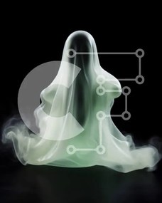 Intra Συλλεκτικό Ξύλινο Παζλ Plywood  4mm - Πράσινο φάντασμα που αιωρείται στον αέρα με καπνό Σε Ξύλινο Κουτί - Διαστάσεις Puzzle: 10x10 cm – 25 κομμάτια