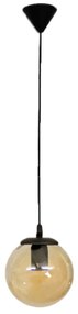 Φωτιστικό Οροφής GL-600 02-0377 Με Γυάλινη Σφαίρα 1/Ε27 Φ15x85cm Black-Honey Heronia