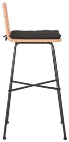 Σκαμπό Μπαρ GERALD C5706.11 Μεταλλικό Ψηλό με Μπεζ Wicker &amp; Μαύρο Μαξιλάρι 49x50x101Υεκ. 49x50x101 εκ.