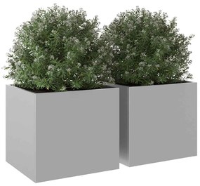 vidaXL Ζαρντινιέρες 2 τεμ. Ασημί 32x30x29 εκ. από Γαλβανισμένο Χάλυβα