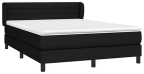 vidaXL Κρεβάτι Boxspring με Στρώμα Μαύρο 140x200 εκ. Υφασμάτινο