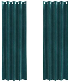 vidaXL Κουρτίνες 2 pcs Σκούρο πράσινο 140 x 225 cm Βελούδο