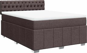 vidaXL Κρεβάτι Boxspring με Στρώμα Σκούρο Καφέ 140x190 εκ. Υφασμάτινο