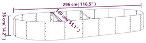 vidaXL Ζαρντινιέρα Καφέ 296x140x36 εκ. Ατσάλι με Ηλεκτρ. Βαφή Πούδρας