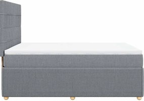 vidaXL Κρεβάτι Boxspring με Στρώμα Ανοιχτό Γκρι 140x200 εκ. Υφασμάτινο