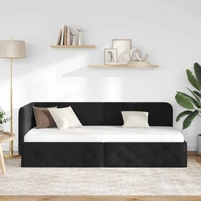 vidaXL Κρεβάτι Γωνίας Μαύρο 80 x 200 cm Βελούδο