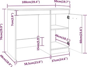 vidaXL Γραφείο Γκρι Sonoma 100x50x76 εκ. από Επεξεργασμένο Ξύλο