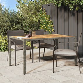 vidaXL Τραπέζι Φαγητού Κήπου Γκρι 150x90x75 εκ. Πολυ Ράτανας