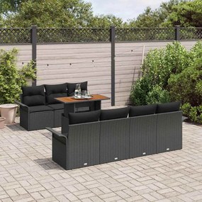vidaXL Σετ Καναπέ Κήπου με μαξιλάρι 8 pcs Μαύρο 100 x 55 x 73 εκ