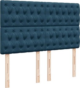 vidaXL Κρεβάτι Boxspring με Στρώμα Μπλε 140x190 εκ. Βελούδινο