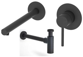 Eurorama Tonda Black Matt 145904-400 Μπαταρία Νιπτήρος Εντοιχισμού 2 Οπών+ Σιφών
