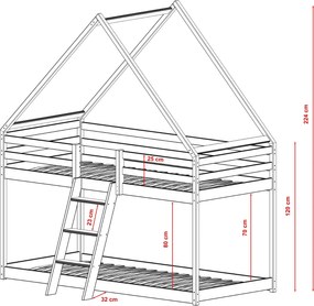 Παιδική Κουκέτα Σπιτάκι SWEET 90x200 pine