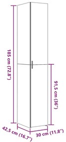 Ντουλάπι Καφέ Δρυς 30x42,5x185 εκ. από Επεξεργασμένο Ξύλο - Καφέ