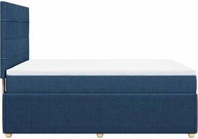 vidaXL Κρεβάτι Boxspring με Στρώμα Μπλε 160x200 εκ. Υφασμάτινο