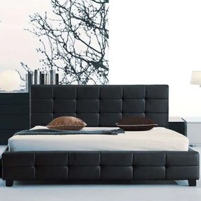 Κρεβάτι Fidel Ε8087 Pu Black Διπλό Wood, Fabric