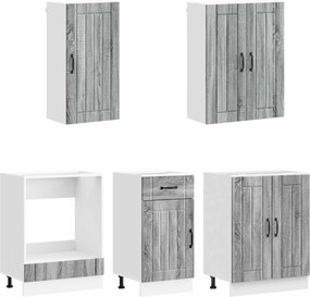 vidaXL Μονάδα κουζίνας LUCCA 5 pcs Γκρι Sonoma Επεξεργασμένο Ξύλο