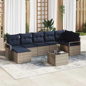 vidaXL Σετ Καναπέ με μαξιλάρι 8 pcs Γκρι συνθετικό ρατάν