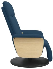 vidaXL Πολυθρόνα Μασάζ Ανακλινόμενη με Υποπόδιο Μπλε Υφασμάτινη