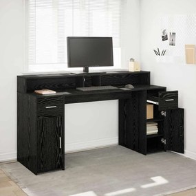 vidaXL Γραφείο με ράφι Μαύρη δρυς 160 x 55 x 91 εκ. Επεξεργασμένο ξύλο