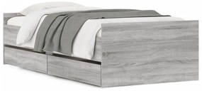 vidaXL Πλαίσιο Κρεβατιού Με Συρτάρια Γκρι Sonoma 75x190εκ Small Single