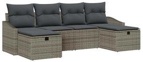 vidaXL Σετ Καναπέ Κήπου με μαξιλάρι 6 pcs Γκρι Πολυ ράταν