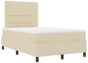 vidaXL Κρεβάτι με Ελατήρια και Στρώμα & LED Κρεμ 120 x 200 εκ. Υφασμάτινο