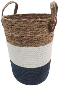 Καλάθι 00.06.61222 Φυσικό 24x35-45cm Ψάθινο White-Blue Ψάθα