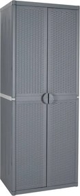 vidaXL Ντουλάπι Αποθήκευσης Κήπου Γκρι 65x45x172 εκ. από Ρατάν PP