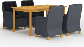 vidaXL Σετ Τραπεζαρίας Κήπου 5 Τεμαχίων Σκούρο Γκρι