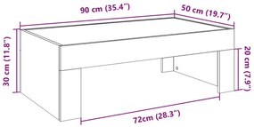 Τραπεζάκι Σαλονιού Άπειρο Φως LED Sonoma Δρυς 90x50x30 εκ. - Καφέ