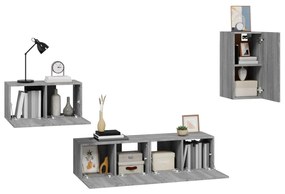 vidaXL Σετ Επίπλων Τηλεόρασης 4 Τεμ. Γκρι Sonoma Επεξεργασμένο Ξύλο