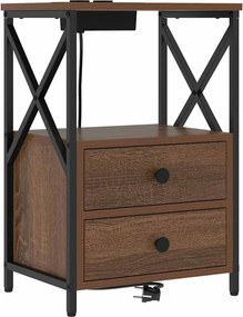 vidaXL Κομοδίνο 2 pcs Καφέ δρυς 40 x 31 x 60 εκ. Επεξεργασμένο ξύλο