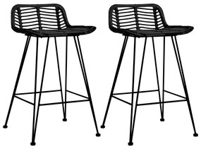Καρέκλες Μπαρ 2 τεμ. Μαύρες από Ρατάν - Μαύρο