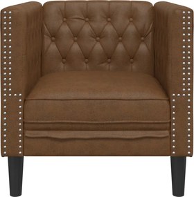 vidaXL Πολυθρόνα Chesterfield Καφέ από Συνθετικό Καστόρι