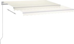 vidaXL Χειροκίνητη τέντα με ηλιακό LED 4,5 x 3,5 m Κρεμ