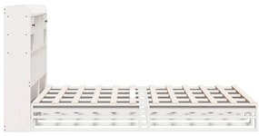 Κρεβάτι Βιβλιοθήκη Χωρίς Στρώμα 150x200 εκ Μασίφ Ξύλο Πεύκου - Λευκό