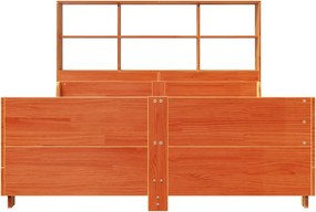 vidaXL Κρεβάτι Βιβλιοθήκη Χωρίς Στρώμα Καφέ 140x200 εκ Μασίφ Πεύκο