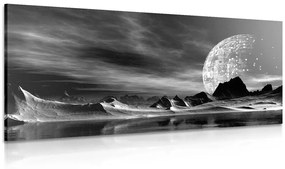 Εικόνα ενός φουτουριστικού πλανήτη σε ασπρόμαυρο - 120x60