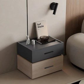 Κομοδίνο Sonlen pakoworld mdf σε sonoma-ανθρακί απόχρωση 60x40x44.5εκ