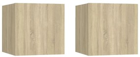 vidaXL Κομοδίνα 2 τεμ. Sonoma Δρυς 30,5 x 30 x 30 εκ. από Επεξ. Ξύλο