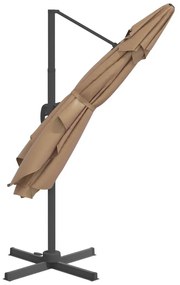 Ομπρέλα Κρεμαστή με LED Taupe 400 x 300 εκ. - Μπεζ-Γκρι