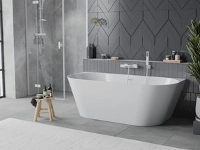 Mexen Oval Slim ελεύθερη μπανιέρα γωνιακή 170 x 80 cm, λευκή, λευκή υπερχείλιση