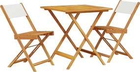 vidaXL Σετ Επίπλων Bistro 3 τεμ. Κρεμ Ύφασμα/Μασίφ Πεύκου