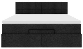 vidaXL Οθωμανικό κρεβάτι με στρώμα Μαύρο 140x190cm Ύφασμα