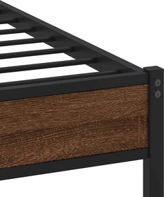 vidaXL Σκελετός Κρεβ. Χωρίς Στρώμα Καφέ Δρυς 193x203 εκ. Μεταλλικό