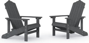 vidaXL Καρέκλες Κήπου Adirondack 2 τεμ. Ανθρακί από HDPE