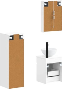 vidaXL Σετ Επίπλων Μπάνιου 4 pcs Λευκό Επεξεργασμένο Ξύλο και Γυαλί